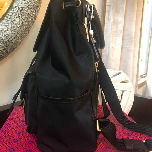 Tory Burch Flap Nylon Backpack Black